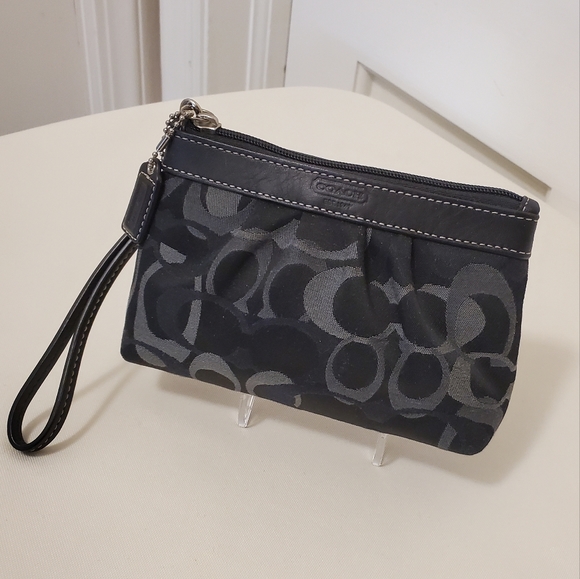 Coach Handbags - Coach Signature CC Gray & Black Small Wristlet